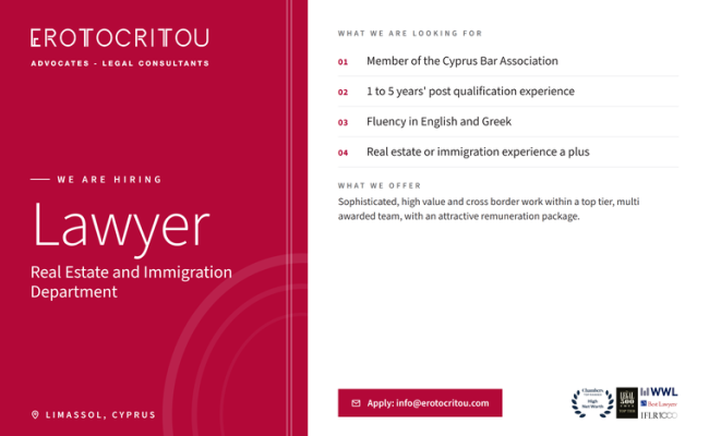 VACANCY – LAWYER | REAL ESTATE & IMMIGRATION